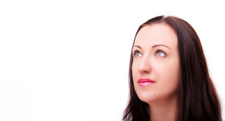 Fototapeta premium A portrait of beautiful face with beautiful eyes - isolated on white.