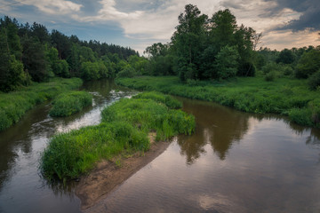 Fototapeta na wymiar Radomka river near Glowaczoe, Masovie, Poland