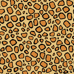 Leopard seamless texture, imitation. Vector leopard skin repeat pattern.