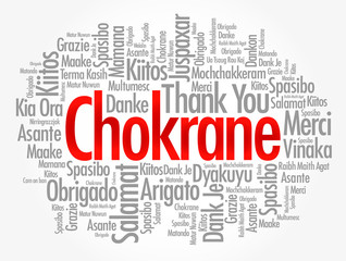 Chokrane (Thank You in Arabic - Middle East, North Africa) word cloud background in different languages