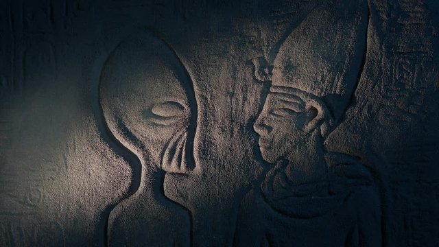 Ancient Aliens Wall Art In Ancient Tomb