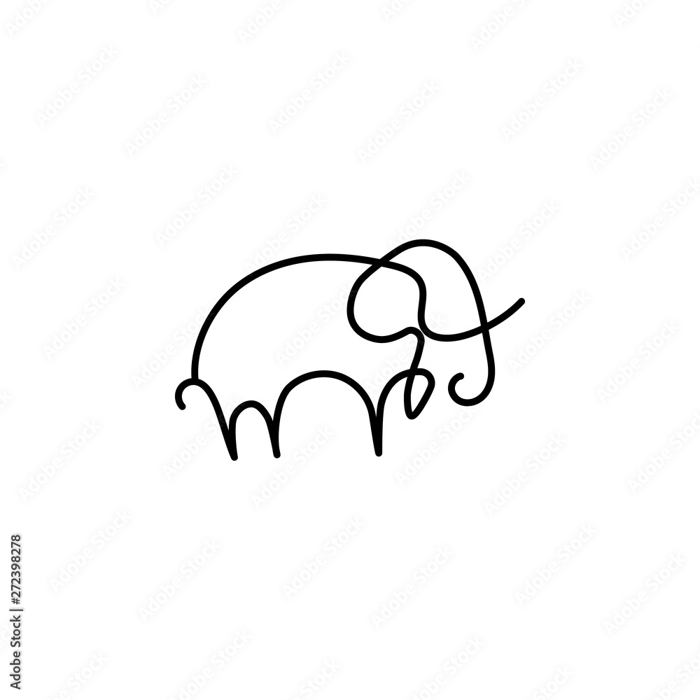 Poster elephant one line icon. element of animal icon. thin line icon for website design and development, a