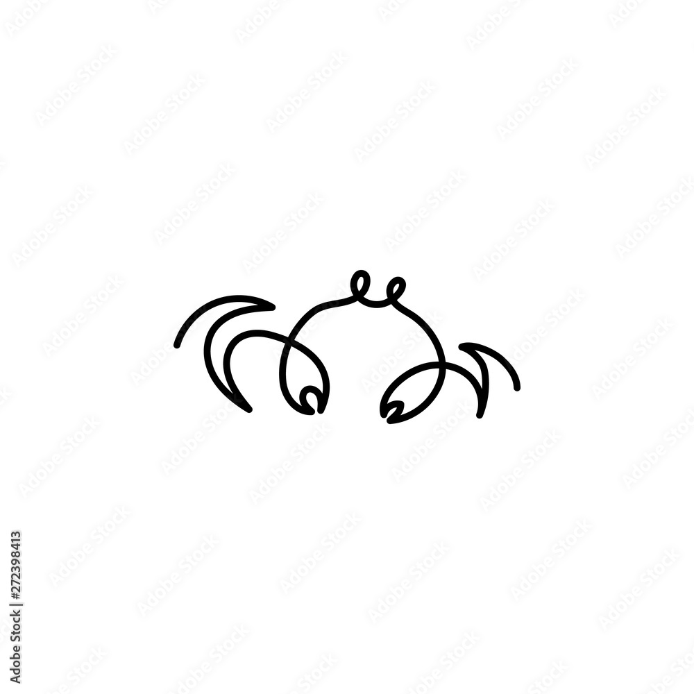 Poster crab one line icon. element of animal icon. thin line icon for website design and development, app d