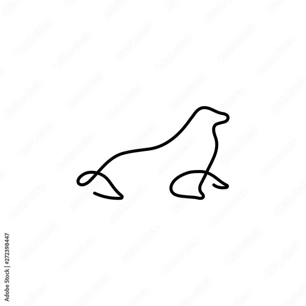 Poster monk seal one line icon. element of animal icon. thin line icon for website design and development, 