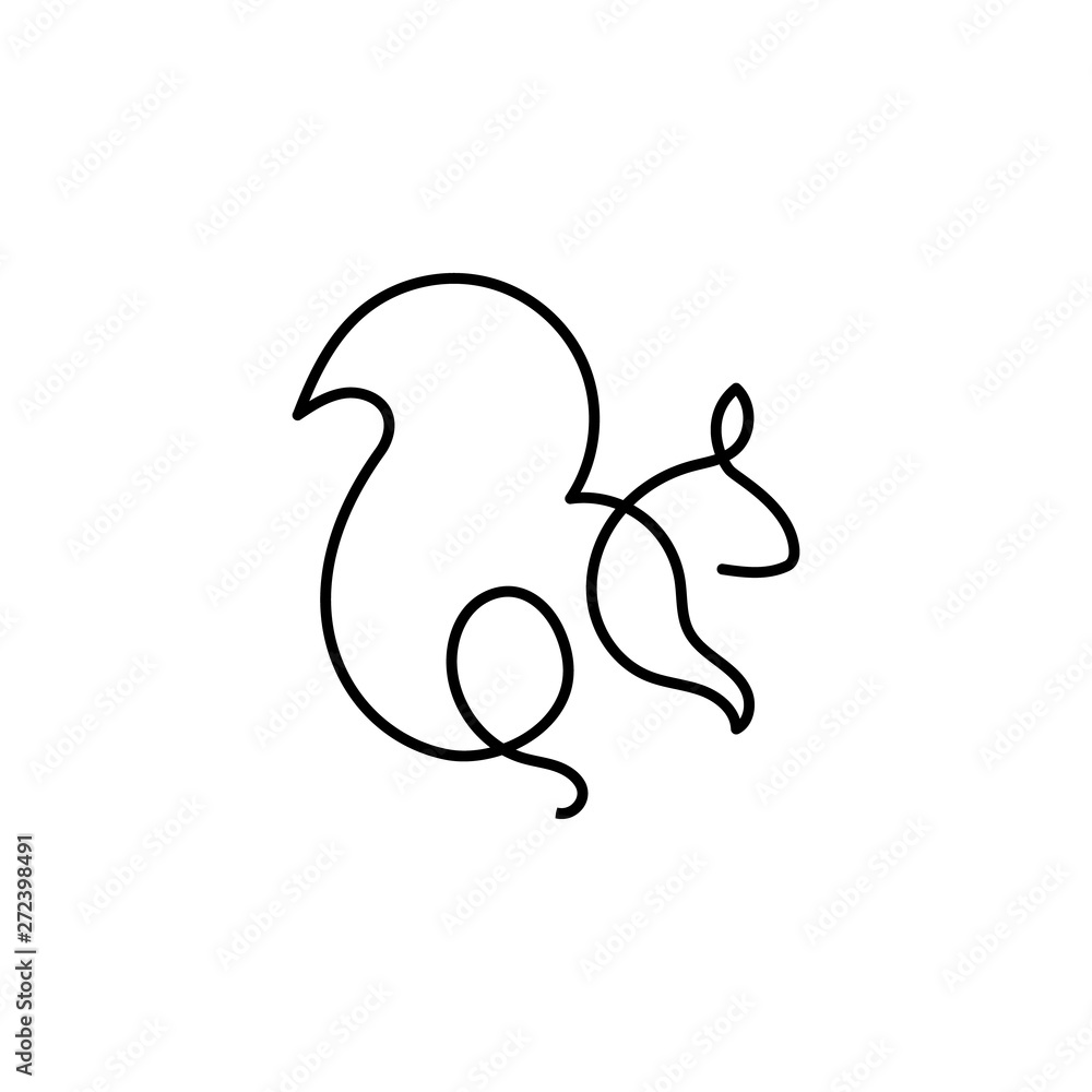 Poster squirrel one line icon. element of animal icon. thin line icon for website design and development, a