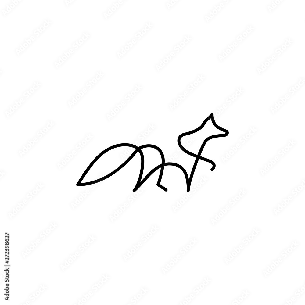 Poster fox one line icon. element of animal icon. thin line icon for website design and development, app de