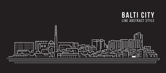 Cityscape Building Line art Vector Illustration design -  balti city