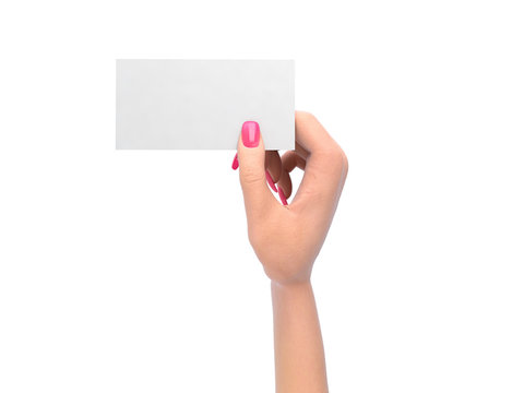 female hand in a static pose holding a sheet or card d render on white