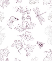 Vine and insects seamless pattern - 272399082