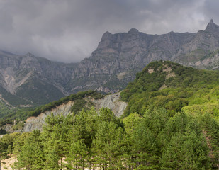 Fototapeta premium The majestic mountain on a cloudy day (region Tzoumerka, Epirus, Greece)