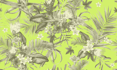 Seamless floral pattern with tropical flowers