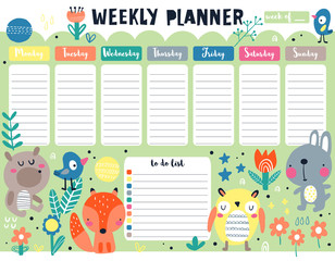 Weekly planner cute animals