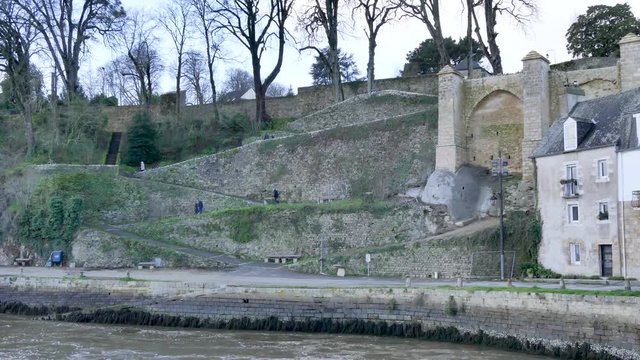 The castle of Auray is a disappeared fortified castle that was located in the town of Auray in Morbihan in Brittany. View on the ruins next to the river.