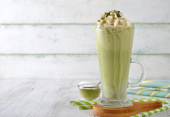 Frappe with green tea matcha