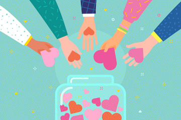 Concept of charity and donation. Give and share your love to people.