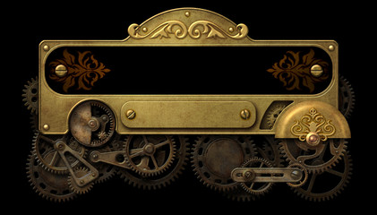 Steampunk frame with intricate old mechanism