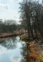 Fototapeta na wymiar National Park Weerribben Overijssel Netherlands. Moor and peatfields