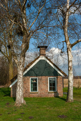 Tiny house at National Park Weerribben Overijssel Netherlands. Moor and peatfields