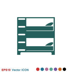 Bed icon vector, flat symbol on background.
