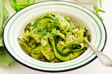 zucchini salad with arugula pesto.