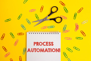 Word writing text Process Automation. Business photo showcasing Transformation Streamlined Robotic...