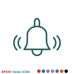 Bell Icon vector in trendy flat style isolated on background.