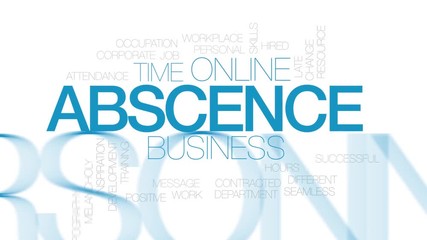 Abscence animated word cloud, text design animation. Kinetic typography.