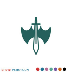 Sword icon, vector flat icon illustration isolated on background.