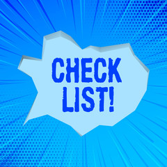 Writing note showing Check List. Business concept for Items required Things to be done Points to be considered