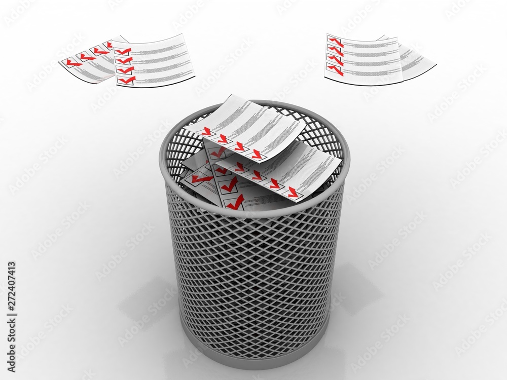 Poster 3d rendering documents in recycle bin