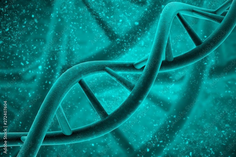 Poster 3d render of dna structure, abstract background