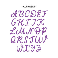 Hand drawn typeface set isolated on white. Brush painted characters: lowercase and uppercase. Vector logo font. Typography alphabet for your designs: logo, typeface, card, wedding invitation.