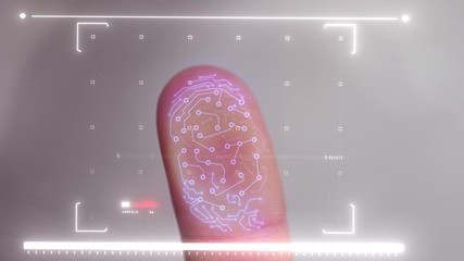 Biometric scanner scanning a human finger and identifying the user for access.