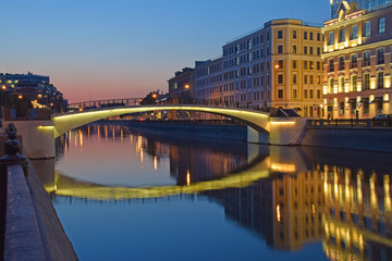 Naklejka premium Zverev bridge was built across the drainage canal in Moscow in 1930 by engineer Nikolai Kalmykov and architect Isidor Frenchman. Russia, Moscow, June 2019