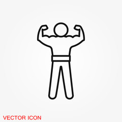 Bodybuilder icon, muscle sign. Vector illustration for web design