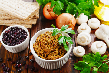 Pate with red beans and champignons
