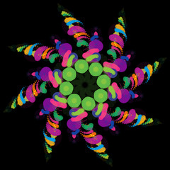 Abstract Octagonal Colored Star of Circles.