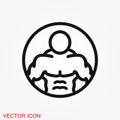 Bodybuilder icon, muscle sign. Vector illustration for web design