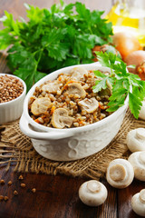 Buckwheat porridge with mushrooms