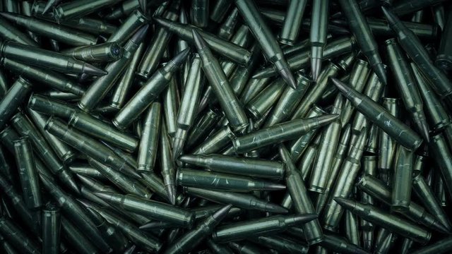 Pile Of Bullets Rotating Top Down View