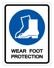 Wear Foot Protection Symbol Sign,Vector Illustration, Isolated On White Background Label. EPS10