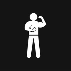 Bodybuilder icon, muscle sign. Vector illustration for web design
