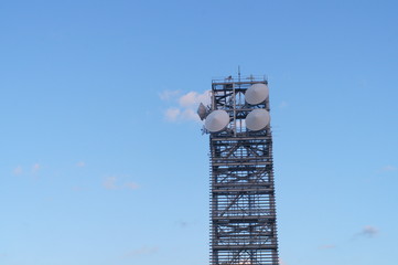 Steel tower antenna broadcast Receive blue sky