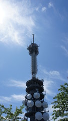 Steel tower antenna broadcast Receive blue sky
