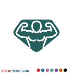 Bodybuilder icon, muscle sign. Vector illustration for web design
