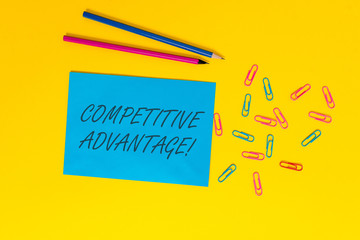 Writing note showing Competitive Advantage. Business concept for Company Edge over another...