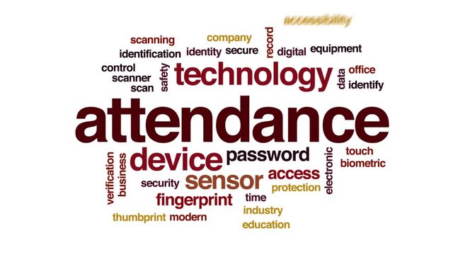 Attendance animated word cloud, text design animation. Kinetic typography.