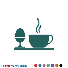 Breakfast icon. Vector symbol on a background