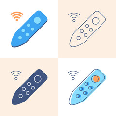 Remote controller icon set in flat and line style