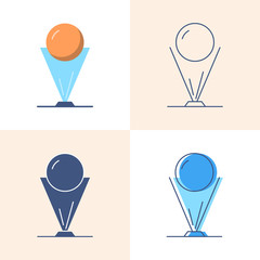 Hologram projection icon set in flat and line style